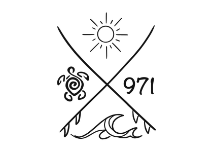 Illustration Surf tortue 971 en noir
