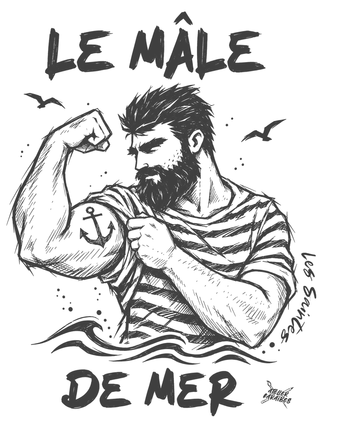 Illustration Le Mâle de mer — Nerko Ink, avec inscription Les Saintes — Atelier Karaïbes, Guadeloupe